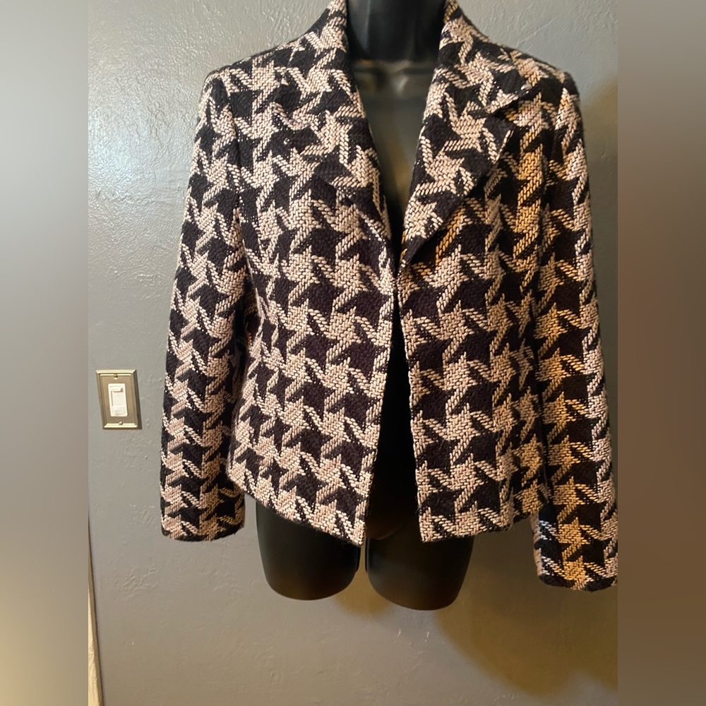I.N.C Black And White Large Pattern Houndstooth J… - image 1